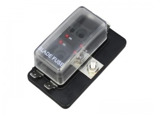 Standard Blade Fuse Box With Positive Busbar & LEDs - 4 Way