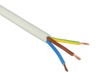 3-Core Flexible PVC Mains Cable - 2.5mm 20A - White - By The Metre