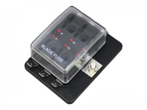 Standard Blade Fuse Box With Positive Busbar & LEDs - 6 Way