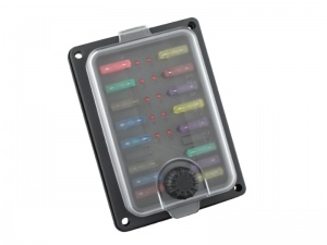 Waterproof Panel Mount Standard Blade Fuse Box With LEDs - 10 Way