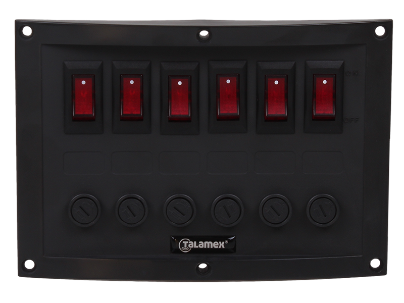 6Way Horizontal Switch & Fuse Panel 12V 12 Volt