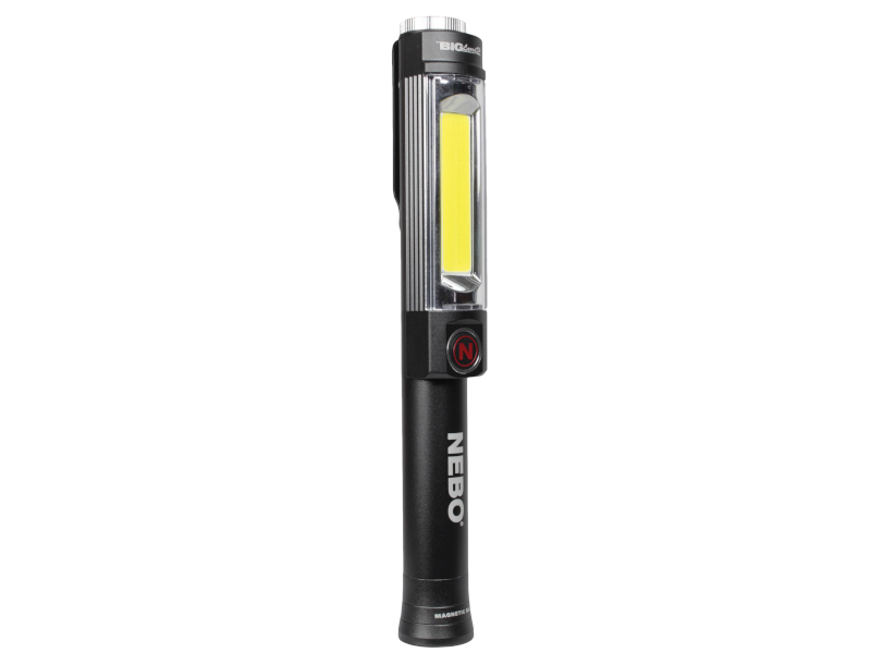 NEBO Big Larry 2 Power Work Light Storm Gray Bright Flashlight and Work Light with Clip and Magnetic Base