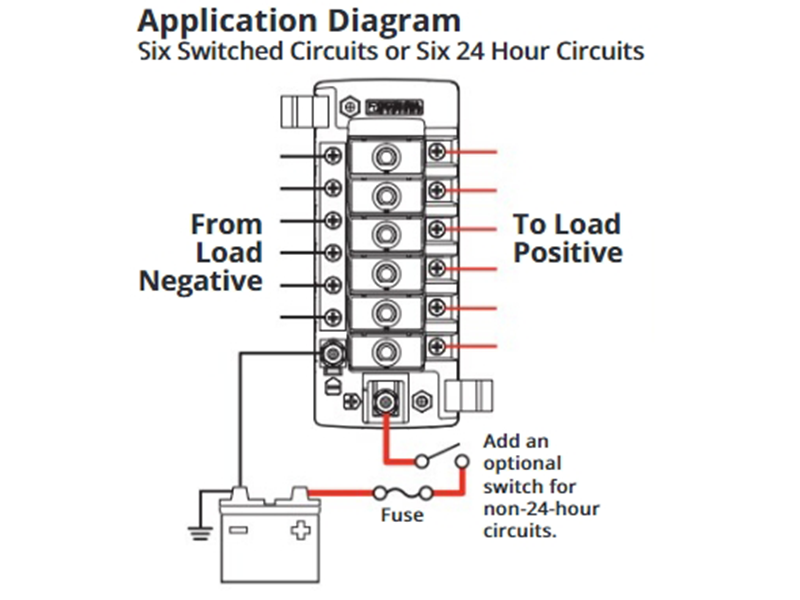 Blue Sea Systems 5052 ST CLB Circuit Breaker Block - 6 Common Circuits ...