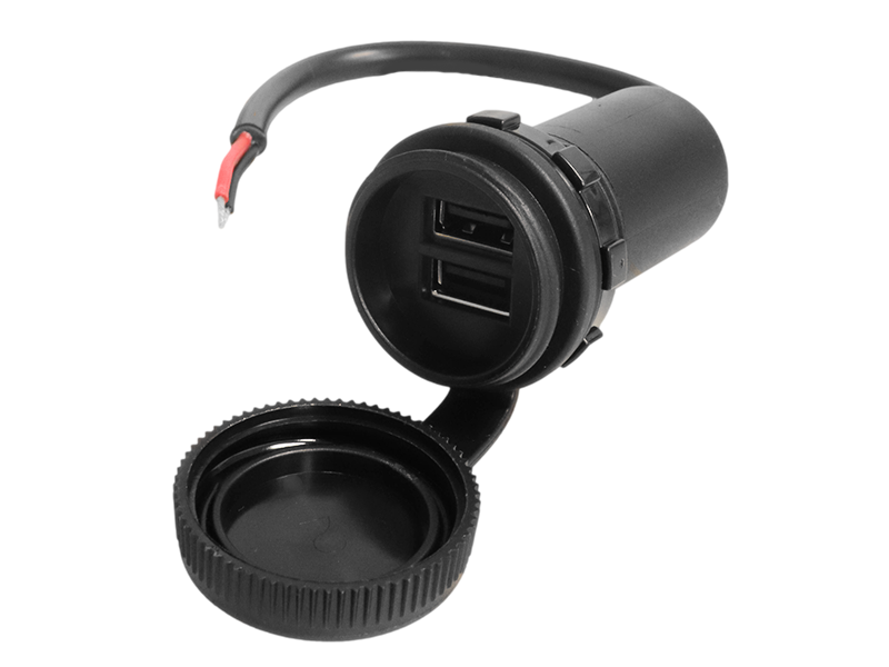 IP68 Waterproof Panel Mount Double USB-A Socket - 12V/24V (5V, 2.4A ...
