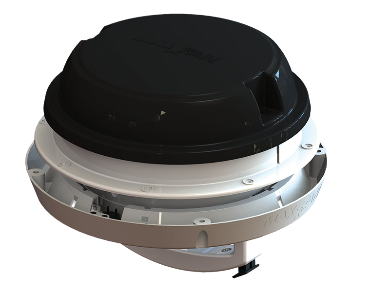 Maxxair Maxxfan Dome PLUS Roof/Wall Fan With LED Lighting Black 12