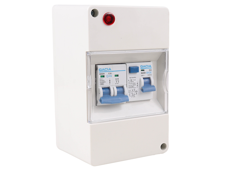 Standard AC Mains Consumer Unit With 1 x Double Pole MCB + RCD 12
