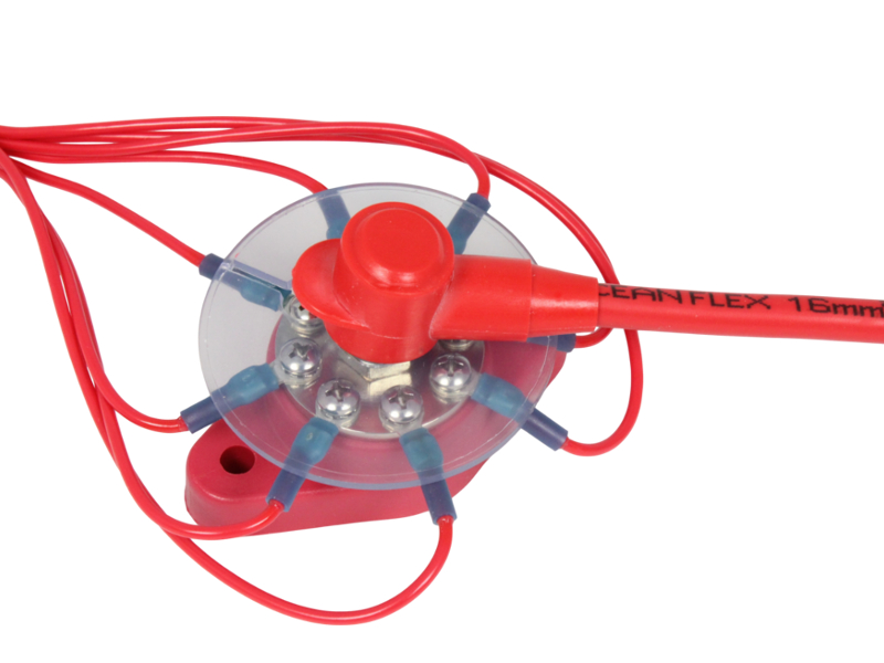 VTE 160A, 8 Point Power Post - 7.9mm Stud - Red | 12 Volt Planet
