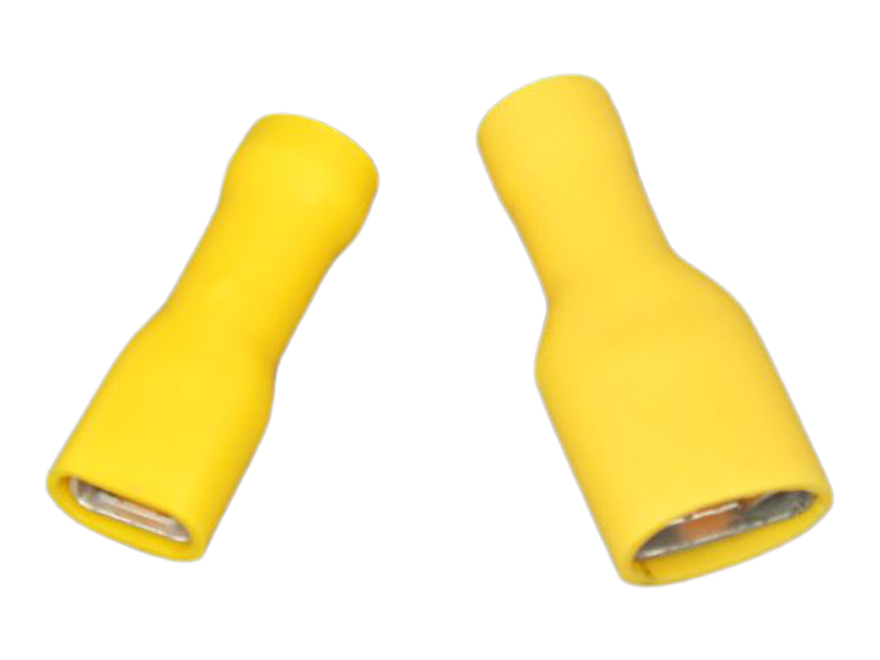 100 x 9.5mm Fully Insulated Yellow Female Spade Terminal Connector Crimp Wire 