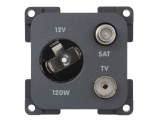 CBE 12V (Auto) Power Socket, TV + SAT - Grey