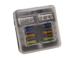 Ripca Standard Blade Fuse Box With Positive & Negative Busbars & LEDs - 6 Way