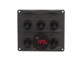 Weatherproof 5-Way Switch Panel With Voltmeter and In-Line Fuses - Anthracite - 12V/24V