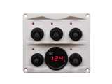 Weatherproof 5-Way Switch Panel With Voltmeter and In-Line Fuses - White - 12V/24V