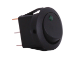 ON/OFF Round Mini Rocker Switch With Green Light - 12V