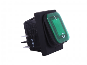 12V Waterproof ON/OFF Rectangular Switch - Green Lens | 12 Volt Planet